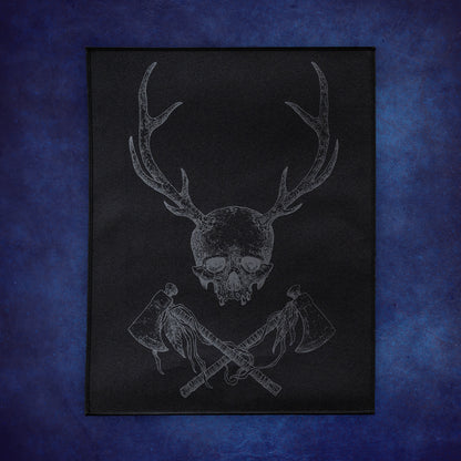 Dark Silver Tomahawk Skull Back Patch