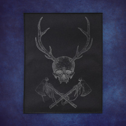 Dark Silver Tomahawk Skull Back Patch